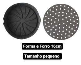 Cesto e Tapete de Silicone Redondo Forma para Air Fryer 16cm