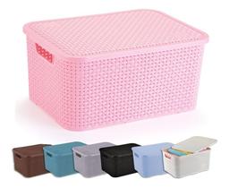 Cesto Eco Organizador Rattan Médio Com Tampa