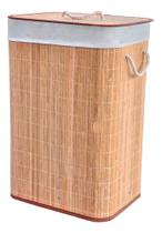 Cesto em Bambu Premium Retangular 60cm Forrado Multiuso