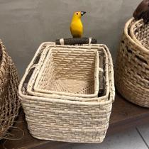 Cesto Em Carnaúba Retangular Pássaro II Casa Bonita-Kit