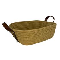 Cesto em Corda Algodao com alça e material sintético 19 cm Organizaçao Decorativo - Art House Cesto em Corda Algodao com alça e material sintético 19 cm Organizaçao Decorativo - Art House