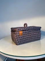 Cesto em crochê retangular Cesto em crochê retangular