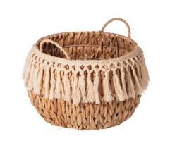 Cesto em Fibra Natural - Decor Boho Chic 35x40 - Importado - VASO DE BARRO