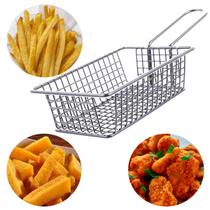 Cesto em Inox para Servir Porções Cesta 26x10x6cm Porção Batata Frita Frango Polenta