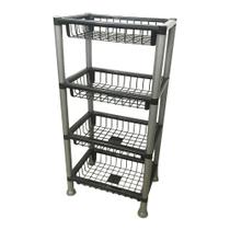 Cesto Empilhável Fruteira Plástico 4 Andares Preto Retangular - Baitashop