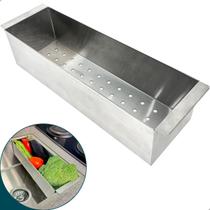 Cesto Escorredor Inox 304 Escovado Retangular para Modelo De Cuba Quadrada 40cm Pia Cozinha Gourmet