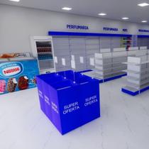 Cesto Expositor de Ofertas Cubo Promocional Aço Fundo Regulável