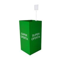 Cesto Expositor de Ofertas Cubo Promocional Aço Fundo Regulável