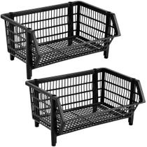 Cesto expositor plástico empilhável 41 x 27 x 57 cm COMPT 2 peças - Caixaplast