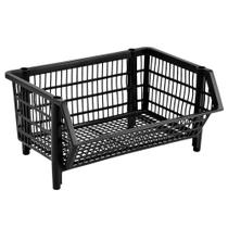 Cesto expositor plástico empilhável médio 41 x 27 x 57 cm - COMPT (Preto)