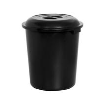 Cesto Fechado com Tampa em Polipropileno Preto 27L - Plasnew