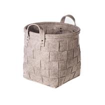 Cesto Feltro Tramado Cinza 38X38X38 Cm Com Alças Yoi Tecido Cesto Feltro Tramado Cinza 38X38X38 Cm Com Alças Yoi Tecido