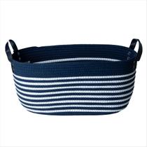 Cesto Fibra Natural Algodão Azul Com Alça 44 X 28 X 21 CM