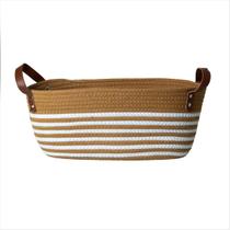 Cesto Fibra Natural Algodão Mocca Com Alça 38 X 22 X 17 CM