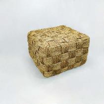Cesto Fibra Natural Artesanal Quadrados Design Cubo Luxo