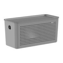 Cesto Flow com Tampa 27x12x14cm Chumbo CFW155CHF - Ou Cesto Flow com Tampa 27x12x14cm Chumbo CFW155CHF - Ou