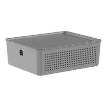 Cesto Flow com Tampa 27x22x10cm Chumbo CFW305CHF - Ou Cesto Flow com Tampa 27x22x10cm Chumbo CFW305CHF - Ou