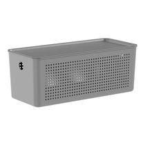 Cesto Flow com Tampa 34x15x14cm Chumbo CFW255CHF - Ou Cesto Flow com Tampa 34x15x14cm Chumbo CFW255CHF - Ou