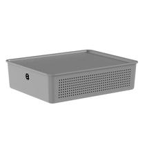 Cesto Flow com Tampa 34x27x10cm Chumbo CFW405CHF - Ou Cesto Flow com Tampa 34x27x10cm Chumbo CFW405CHF - Ou