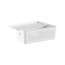 Cesto Flow Organizador Com Tampa Lavanderia 27X12 Branco