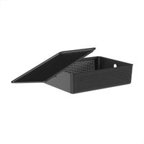 Cesto Flow Organizador Com Tampa Lavanderia 34X27Cm Preto