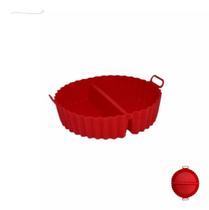 Cesto Forma Dupla Forro Silicone Air Fryer Com Divisória Antiaderente Reutilizável 20cm Assadeira