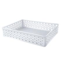 Cesto G Organizador 34Cm Armário Gaveta Translúcido Branco