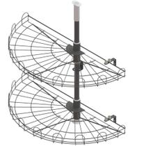 Cesto Giratório Duplo Meia Lua em 60cm para Canto Reto Preto Dimec Cozinha Casualle