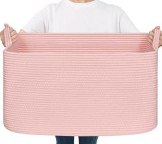 Cesto Grande para Mantas de Algodón Goodpick 55x38x30 cm Rosa