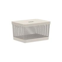 Cesto Grid com Tampa 20L Bege Ou Cesto Grid com Tampa 20L Bege Ou