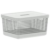 Cesto Grid Com Tampa 8 Litros Caixa Organizadora Escritório