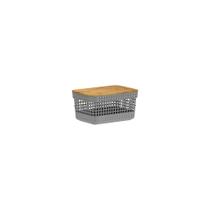 Cesto Grid com Tampa de Bambu 2,5L Chumbo Ou