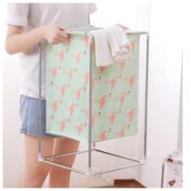 Cesto impermeavel roupa suja lavanderia inox desmontavel