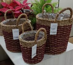 Cesto importado Jute Rope Oval DCPL6627 - Conjunto 3 unidades