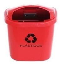 Cesto Individual Coleta Seletiva 40L Poste Parede Vermelho