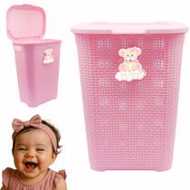Cesto Infantil Bebê Mamãe Organizador 30L Rosa Resistente