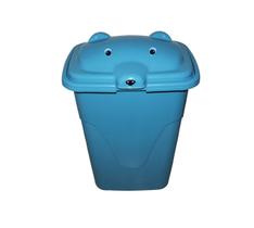Cesto infantil de roupas c tampa de ursinho 48 lts lavanderia quarto - azul