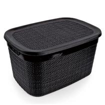 Cesto Juta Europa Médio Preto Com Tampa 10,8 Litros