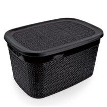 Cesto Juta Europa Médio Preto Com Tampa 10,8 Litros