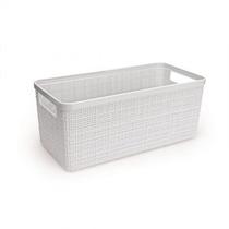 Cesto Juta Organizador Alongado Medio Decoração Branco 3,7L Cesto Juta Organizador Alongado Medio Decoração Branco 3,7L