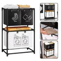Cesto lavanderia triplo estante metal roupa suja 2 andares roupeiro 3 divisorias organizador banheiro multiuso armario d Cesto lavanderia triplo estante metal roupa suja 2 andares roupeiro 3 divisorias organizador banheiro multiuso armario d
