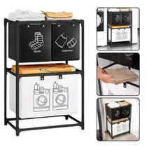 Cesto lavanderia triplo estante metal roupa suja 2 andares roupeiro 3 divisorias organizador banheiro multiuso armario d Cesto lavanderia triplo estante metal roupa suja 2 andares roupeiro 3 divisorias organizador banheiro multiuso armario d