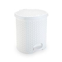 Cesto Lixeira 6 Litros C Pedal Rattan Branco Banheiro Quarto