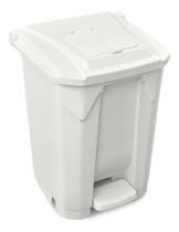 Cesto Lixeira 60 Litros Com Roda E Pedal Tampa Click Branca