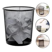 Cesto Lixeira Aramada Metal 10L Telado Vazado Escritorio Sala Consultorio Decorativo Preto