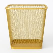 Cesto Lixeira Retangular Metal Aramado Dourada 12L Gv Office