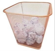Cesto Lixeira Retangular Metal Aramado Rose Gold 12L