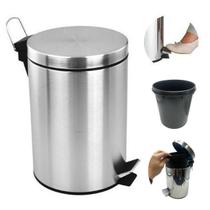 Cesto Lixo 3l Inox Cozinha E Banheiro Com Pedal Abre Tampa