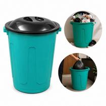 Cesto lixo verde 60 litros lixeira grande 60l reforcada tampa redonda plastico balde grande resistente