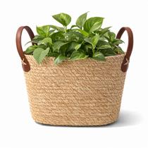 Cesto M Fibra Natural Mocca Retangular 30 cm Com Alça Casa